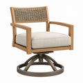 Fotel ogrodowy obrotowy 75 x 75 x 82 cm z drewna naturalny z plecionym oparciem