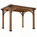 Pergola ogrodowa 300 x 300 x 230 cm z drewna brązowa - ażurowe zadaszenie
