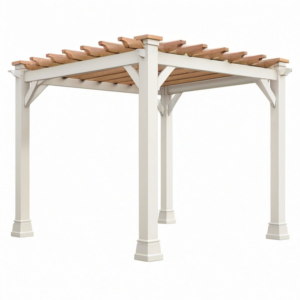 Pergola ogrodowa 300 x 300 x 240 cm drewniana biała i naturalna