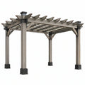 Pergola ogrodowa 300 x 300 x 250 cm drewniana szara z ażurowym dachem