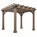 Pergola ogrodowa 300 x 300 x 250 cm drewniana brązowa z ażurowym dachem